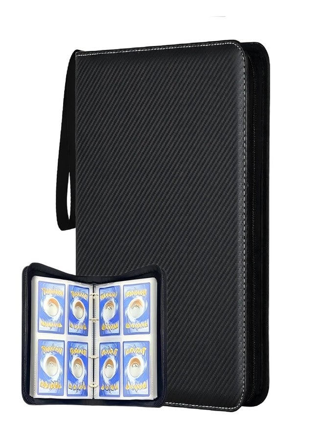 FABULWAY Trading Card Binder with 400 Pockets, Zipper Closure, Card Collection Album with Sleeves (Black-400 Pockets) - Image 1